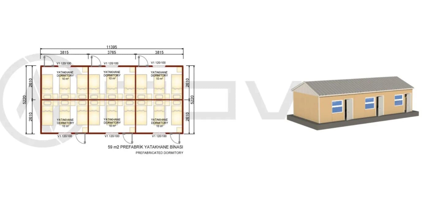 58 m2 Prefabrik Yatakhane - 2