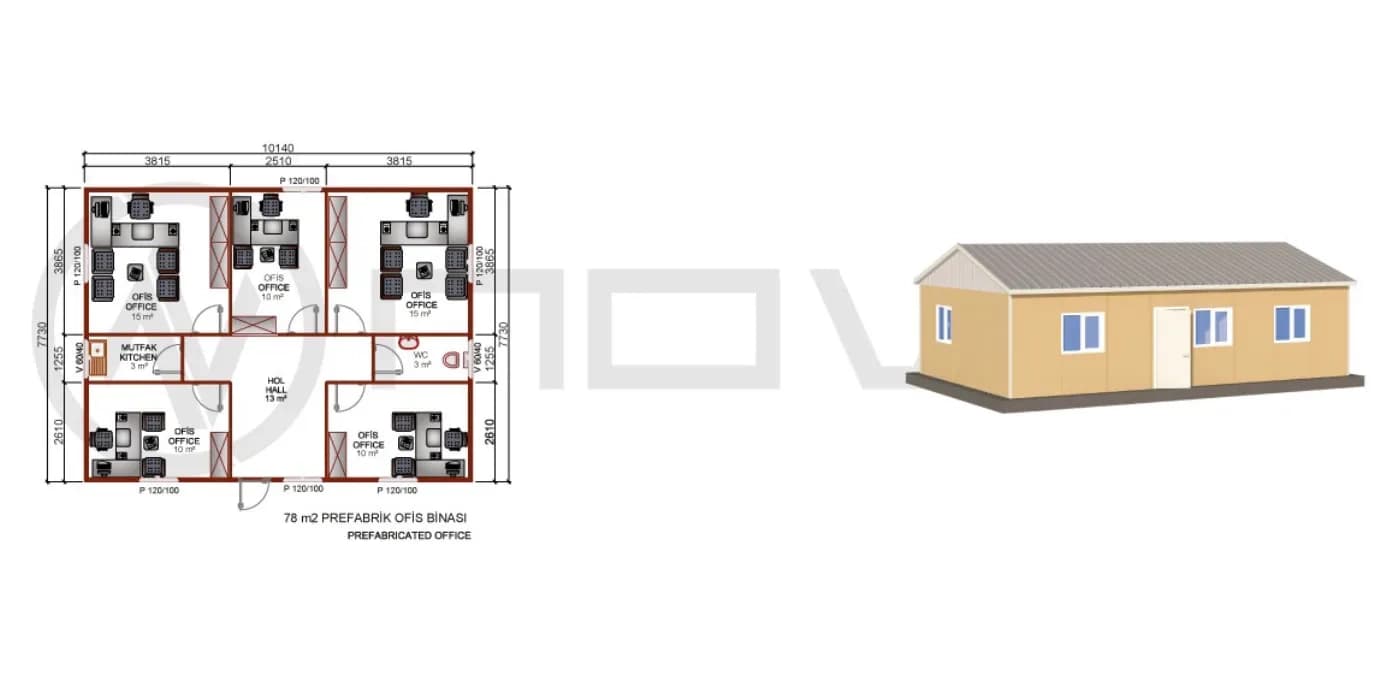 78 m2 Prefabrik Ofis - 2