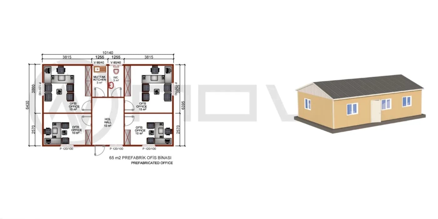 65 m2 Prefabrik Ofis - 2