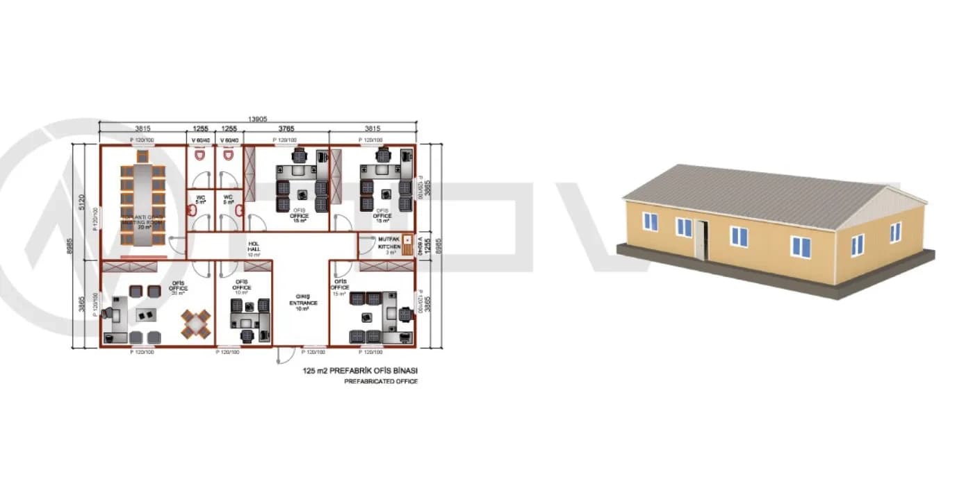 125 m2 Prefabrik Ofis - 2
