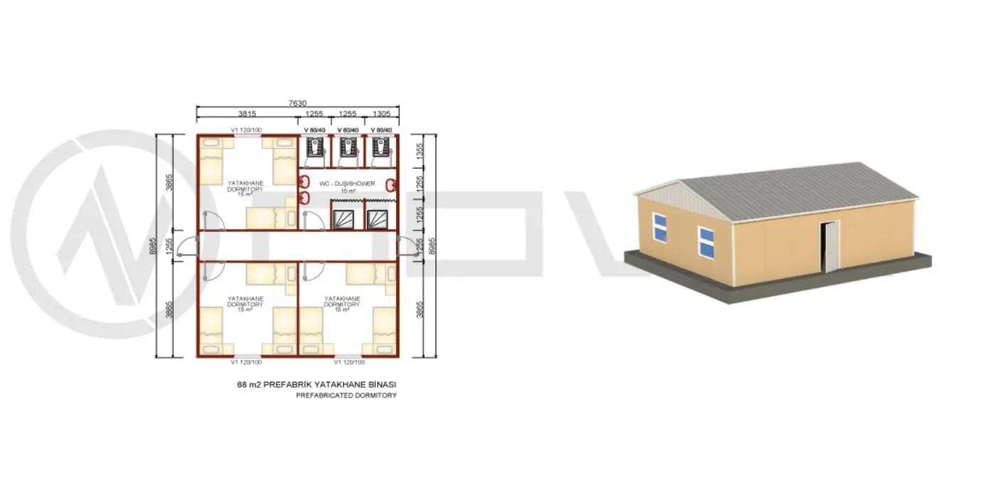 68 m2 Prefabrik Yatakhane - 3