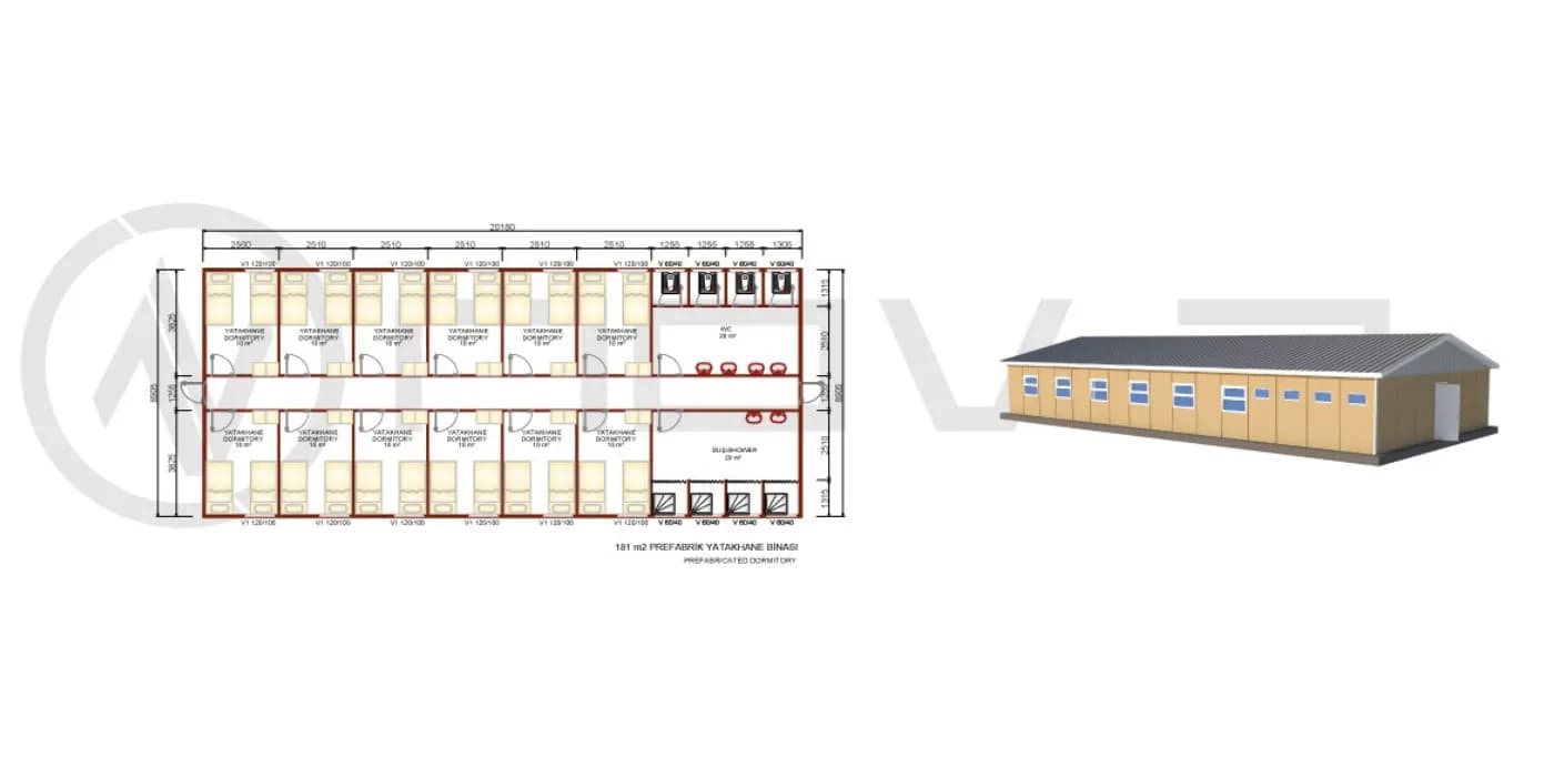 181 m2 Prefabrik Yatakhane - 3