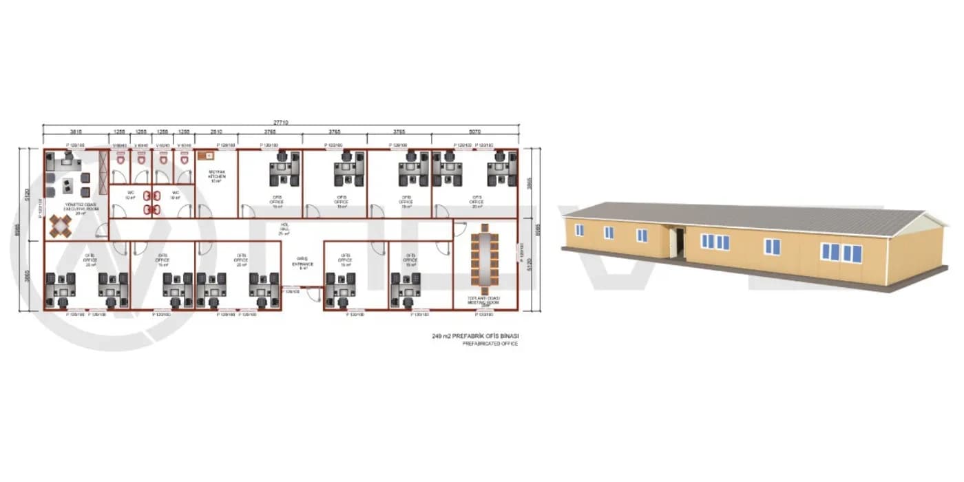 249 m2 Prefabrik Ofis - 2
