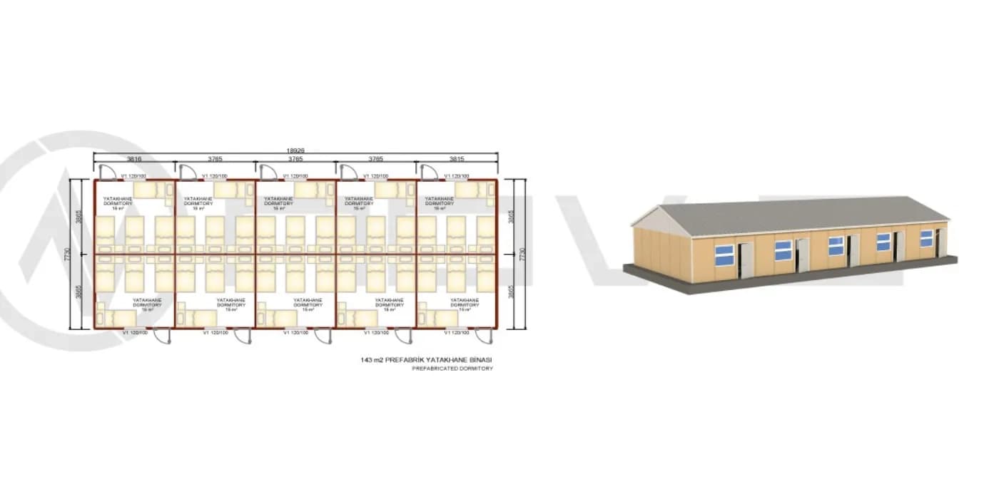 143 m2 Prefabrik Yatakhane - 2