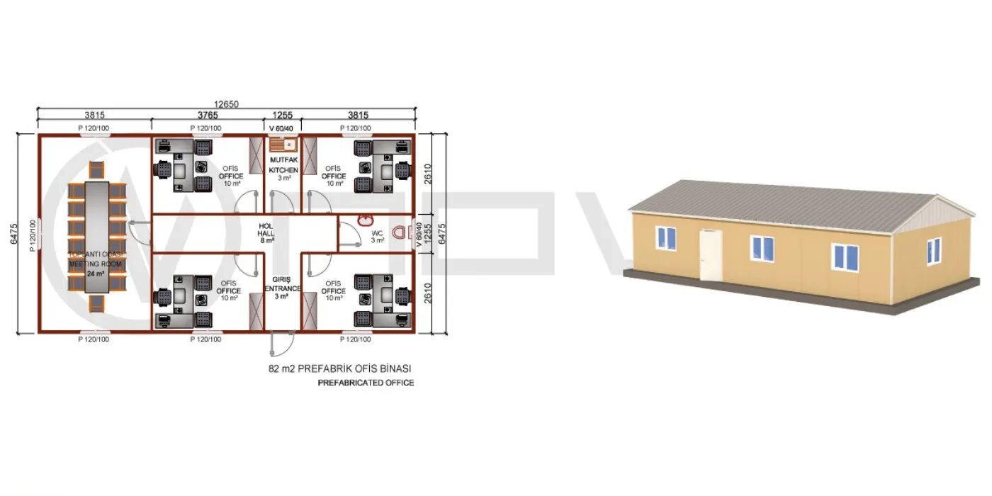 82 m2 Prefabrik Ofis - 2