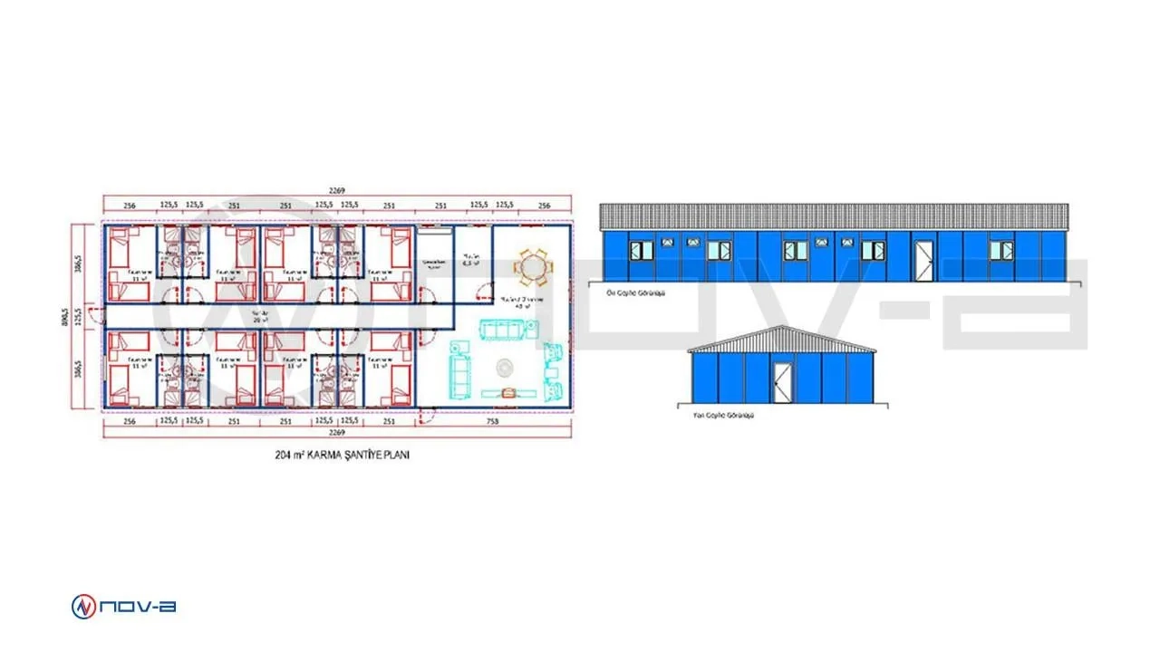 204 m2 Prefabrik Şantiye