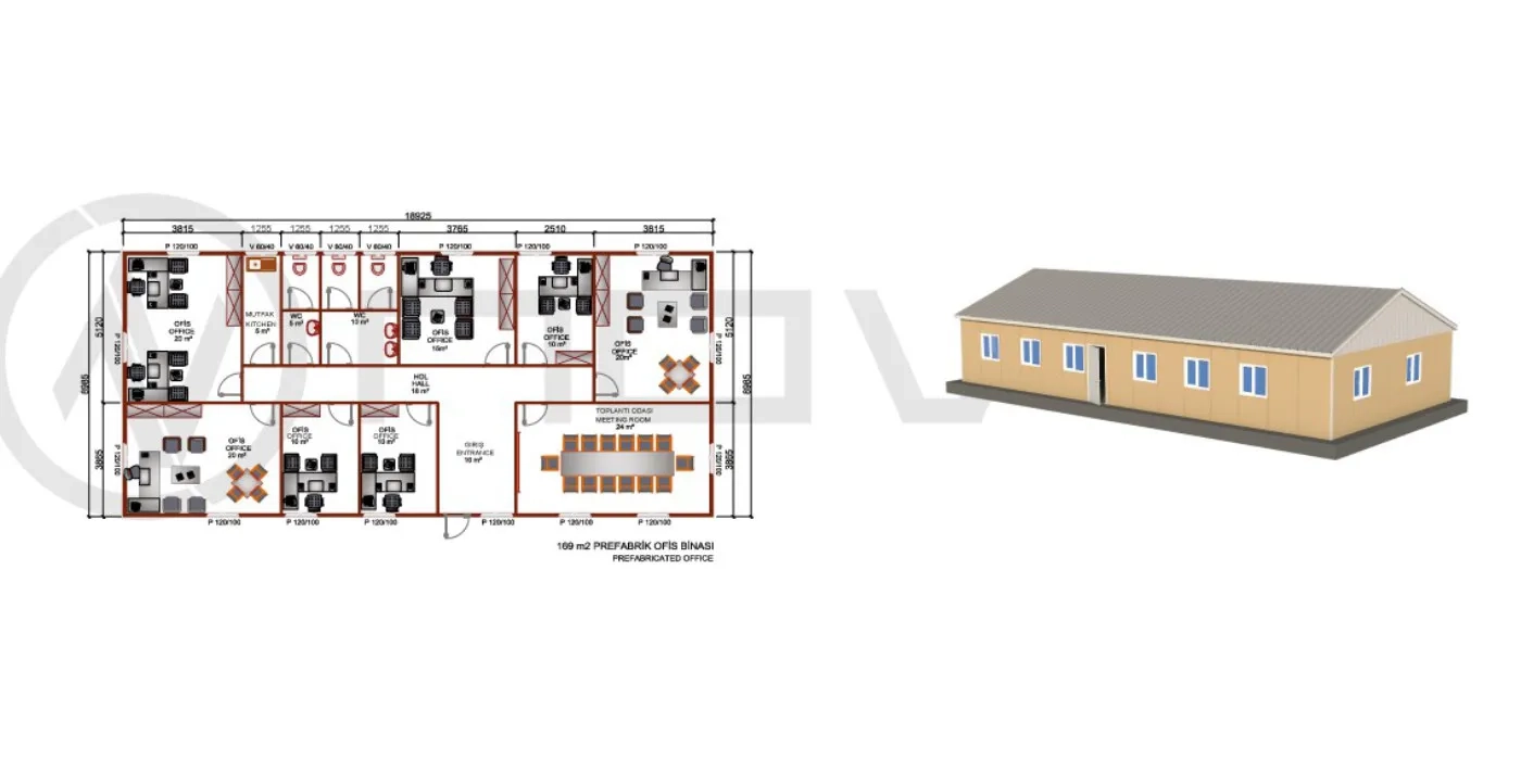 169 m2 Prefabrik Ofis - 2